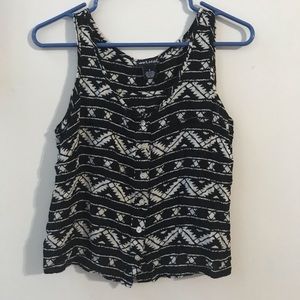 Tribal Print Button Down Crop Top